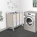 Simple Trending 3-Bag Laundry Hamper Sorter Cart with Heavy Duty Rolling Wheels and Removable Bags, Chrome