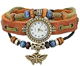 R.M. Quartz Retro Weave Wrap Around Leather Bracelet Lady Woman Wrist Watch