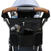 Emmzoe Universal Fit Stroller Organizer All-in-One Insulated Multifunctional Storage Compartments for Drinks, Food, Tablets, Books, Diapers, Wipes