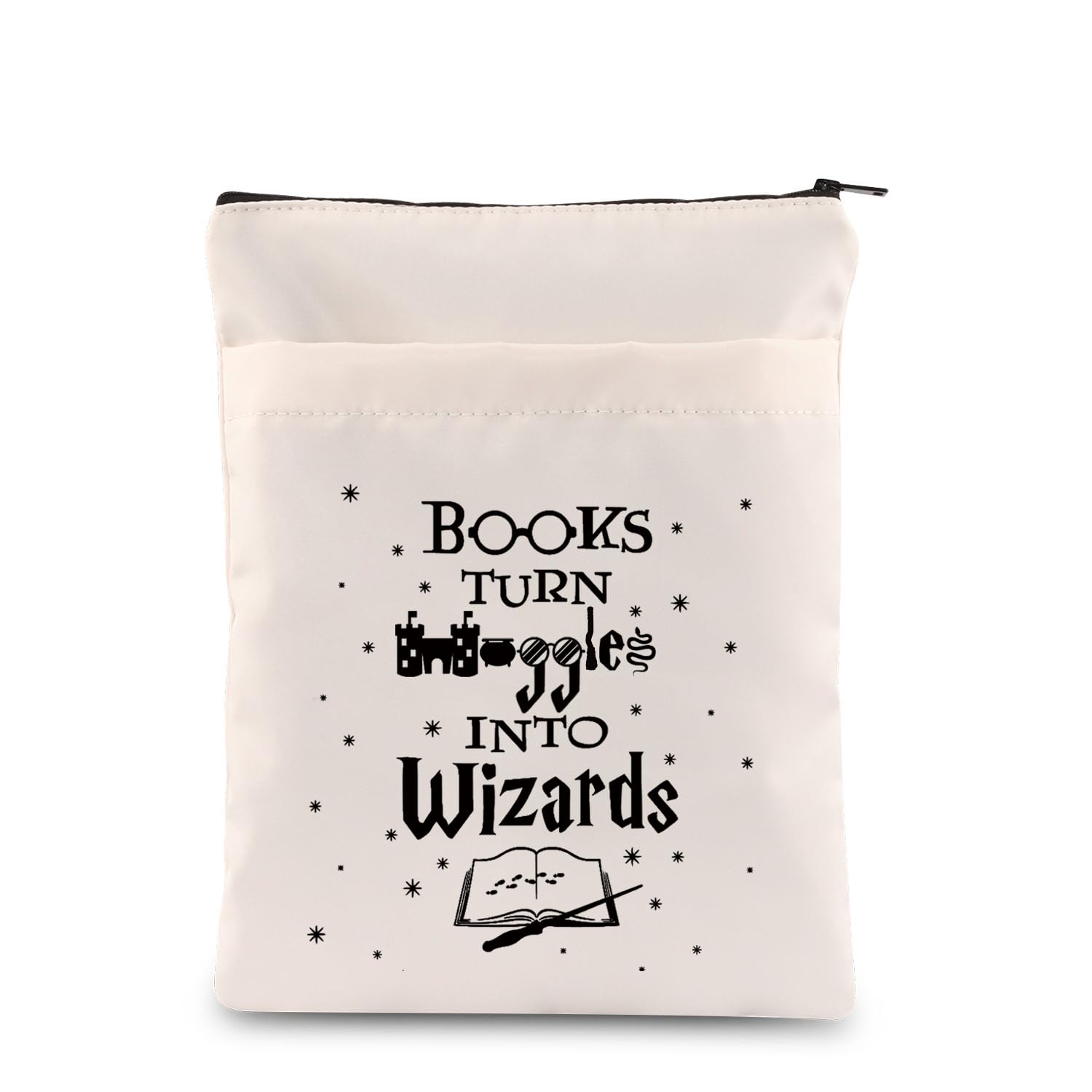 PLITI Wizard Book Sleeve Book Lover Gift Bookworm Book Bag for Reader Writer Librarian Bibliophile Reading Lover Book Cover (Books Turn BSU)