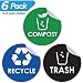 Pixelverse Design - Trash Can Recycle Compost Sticker Set - UV Indoor & Outdoor 4x4 Inches Kitchen Recycling Vinyl Decal - 6 Pack primary