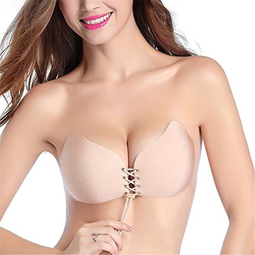 Self Adhesive Bra,Bagoge Self Adhesive Bra Reusable Silicone Push-Up Invisible Bras for Women (A, beige)