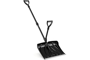 Goplus Snow Shovel for Driveway, 53" Long Ergonomic Snow Removal with D-Grip Handle, 18" Wide Blade, Aluminum Wear Strip, Win