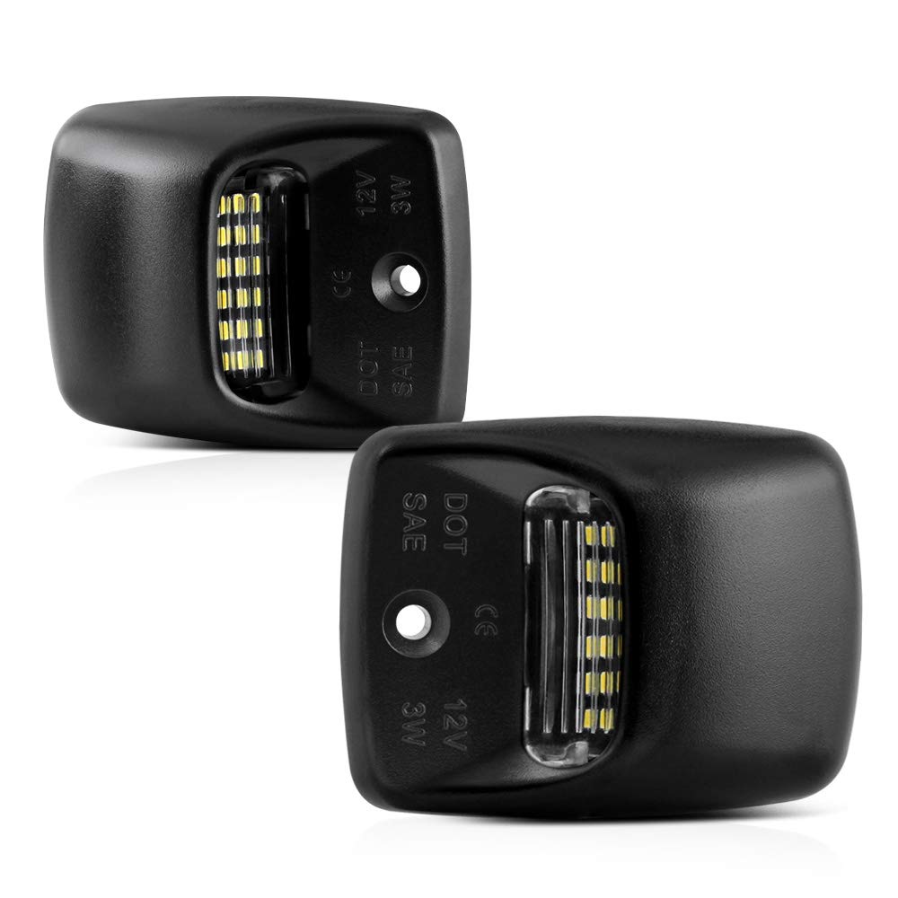 Partsam 2Pcs Full LED License Plate Light Tag Lamp Assembly Replacement