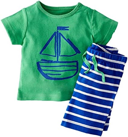 Ncybaby Little Boys' Shorts Pajamas Set Summer Cotton Shortsleeve Clothing Green 7T