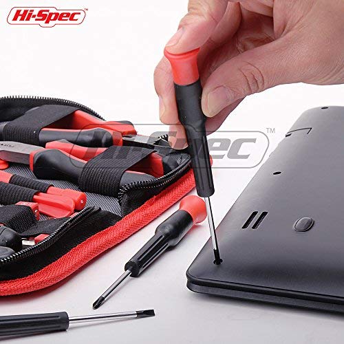 Hi-Spec 38 pcs Electronics Repair Tool Kit - Magnetic Precision Ratcheting Screwdriver & Phillips, Slotted, Torx, Hex and Triwing/Head Bits Set, Lose Nose & Diagonal Pliers, Tweezers Pry Bar in Case