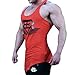 Men Muscle Fitness Gym Stringer Tank Tops Bodybuilding Workout Sleeveless Shirts (Red, US LARGE(Tag XXL))