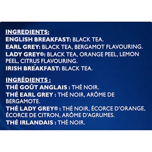 TWININGS VARIETY PACK BLACK TEA BAGS, 20 COUNT (PACK OF 1), INCLUDES ENGLISH BREAKFAST, EARL GREY, IRISH BREAKFAST, AND LADY GREY, CAFFEINATED, ENJOY HOT OR ICED, 20 TEABAGS