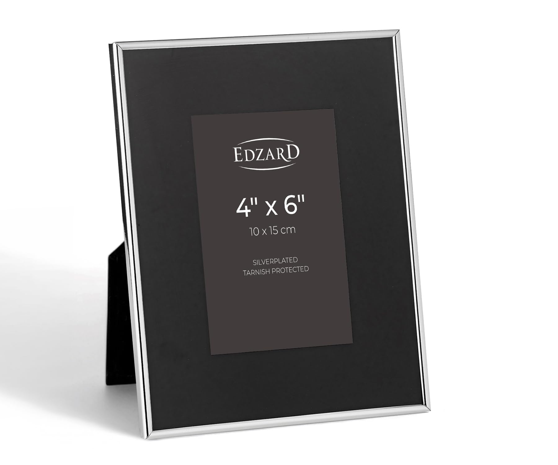 Edzard Silver Plated Photo Frame 4"x6" (10x15 cm) Elda, Non-Tarnishing, High Gloss Finish, Real Glass Front & Premium Velvet Back, Portrait or Landscape Display - Elegant Wedding Gift