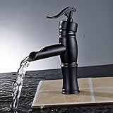 Oil Rubbed Bronze Waterfall Bathroom Sink Faucet Single Handle One Hole Basin Mixer Tap