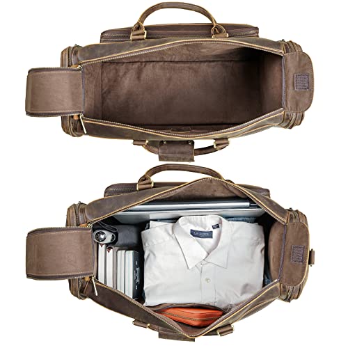 Polare 24" Retro Full Grain Leather Duffel Weekender Travel Overnight