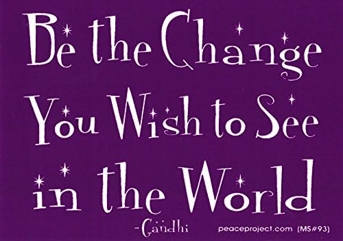 "Be The Change You Wish To See In The World - Gandhi" - Small Magnetic Bumper Sticker / Decal Magnet (3.75" x 3") - Peace Resource Project