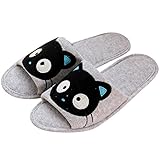 EURO SKY Black Cat Antiskid Waterproof Indoor Slippers Household shoes Grey