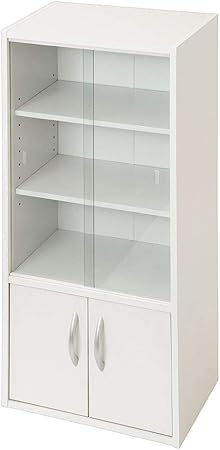 Amazon ぼん家具 キャビネット 木製 ガラス ミニ 引き戸 おしゃれ 食器棚 幅43cm 扉 ホワイト ぼん家具 食器棚 通販