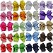 QingHan 4.5 inch Hair Bows For Girls Clips Grosgrain Ribbon Boutique bow Babies Teens Kids Toddlers Pack Of 20