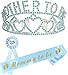 Mother to Be Tiara Gold Hearts Crown | Mom to Be Sash | Dad to Be Pin | Baby Shower Party Favors Decorations Gift Boy or Girl | Gender Reveals Party Gifts |Great for New Mom (Blue) primary