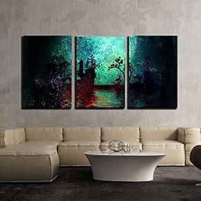 3 Piece Canvas Wall Art - Asia Landscape Textured Painting - Modern Home Art Stretched and Framed Ready to Hang - 16"x24"x3 Panels