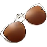 FEISEDY Polarized Cat Eye Clip On Sunglasses for Women Men, Rimless Flip Up Glasses Compatible for Prescription Eyewear B2670
