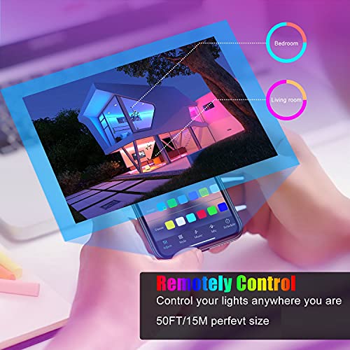 50ft Led Strip Lights Smart Sync Music Led Lights for Bedroom Home Decoration, APP Control - Image 5