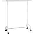 SONGMICS Clothes Rack with Wheels, Heavy-Duty Garment Rack with Extendable Hanging Rod, 286.6 lb Load Capacity, 17.7 x (43.3-59.1) x 64.1 Inches, Chrome-Plated, Matte White UHSR011W01