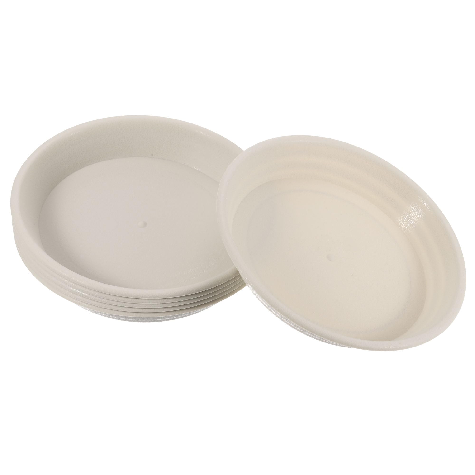M METERXITY 6 Pack Planter Saucers - Plastic Plant Tray Flowerpot Drip Trays Round Apply to Outdoor/Garden (5.6 Inch/ 14.2cm, Beige)