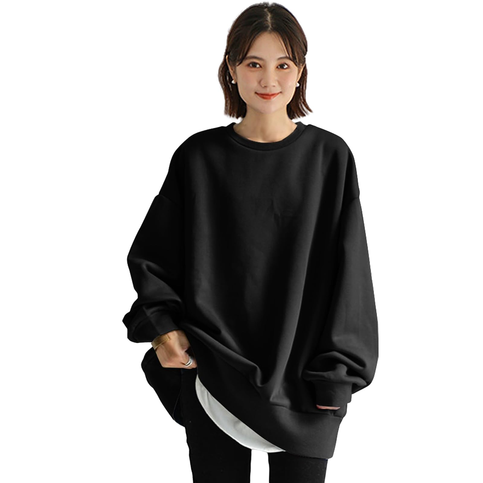 Women's Sweatshirt, Hoodie, Pullover, Loose, Large Size, Big Silhouette, Sweatshirt, Korean Top, Long Sleeve, Fashionable, Solid Color, Body Cover, Going Out, Casual, Big Silhouette
