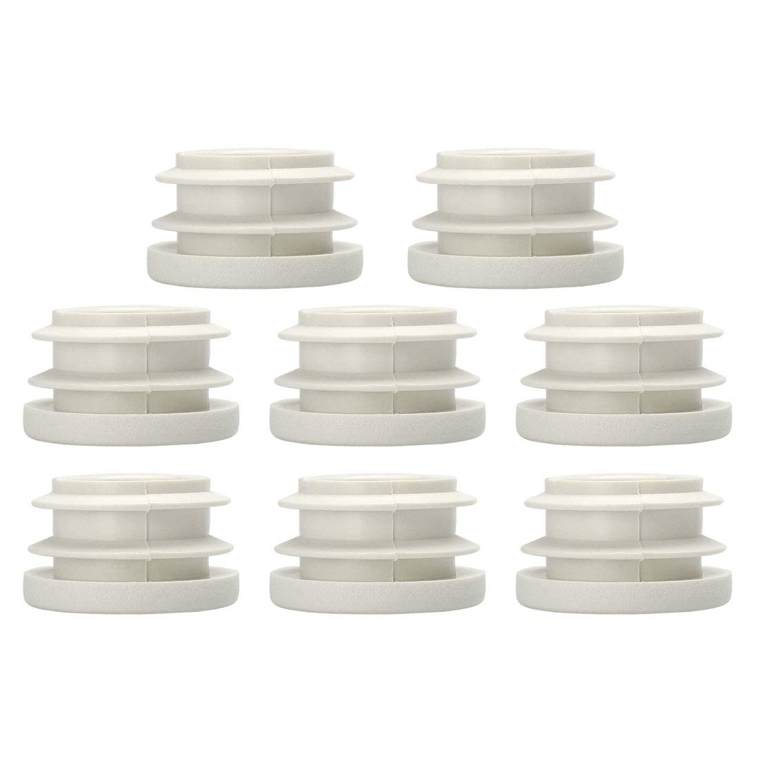 Sourcingmap 3/4" 19mm OD Plastic Round Ribbed Tube Insert Pipe Tubing End Covers Caps White 8pcs, 0.71" Inner Dia Furniture Glide Chair Feet Floor Protector