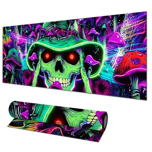 Gaming Mouse Pad Neon Skull Mushroom