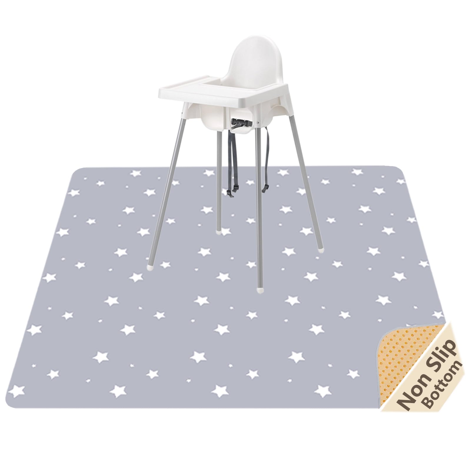 51” Baby Splat Mat for Under High Chair/Arts/Crafts, Womumon Washable Splash Mat Waterproof Anti-slip Floor Protector, Portable and Reusable Table Cloth (Star, 130x130cm)