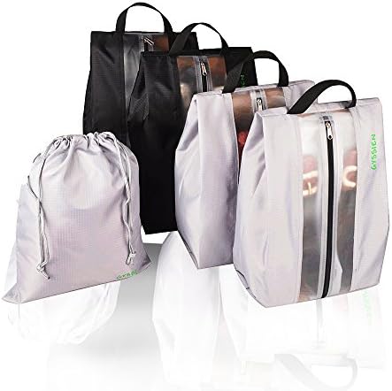GYSSIEN Travel Shoes Bag Water Resistant Storage Organizer Bag Zipper Closure 4 Pack with Free Drawstring Bag