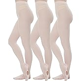 MANZI 3 Pairs Convertible Dance Tights for Women Transition Ballet Stockings