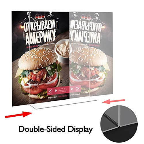 image for T-SIGN Acrylic Sign Holder 8.5 x 11 Inches T Shaped Double-Sided, Tabl