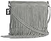 Big Handbag Shop Womens Suede Leather Tassle Fringe Shoulder Bag