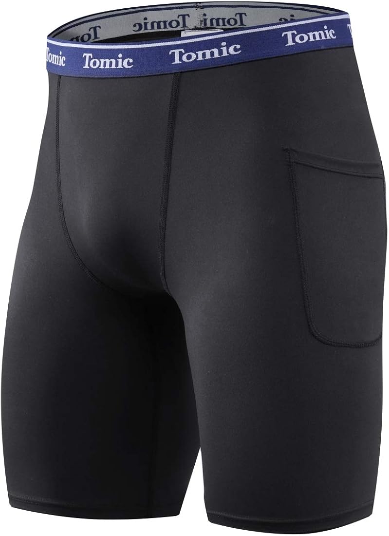 Tomic Youth Boys Compression Shorts 2 Pack Sports Boxer Briefs Performance Athletic Underwear with Pockets: Clothing