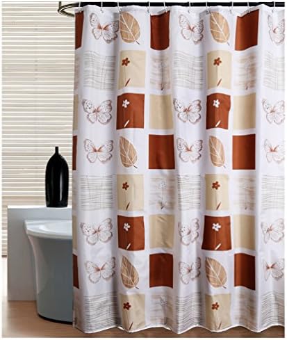 MQMY smooth waterproof prevent mildew polyester shower curtain bath curtain hanging curtain partition curtain window curtains coffee butterfly thickening (（height）180200cm（width）)