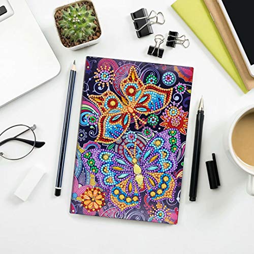 qiaoniuniu Diamond Painting for Kids Mosaic Making A5 Notebook Journals Notepad Gifts for Christmas (Butterfly)