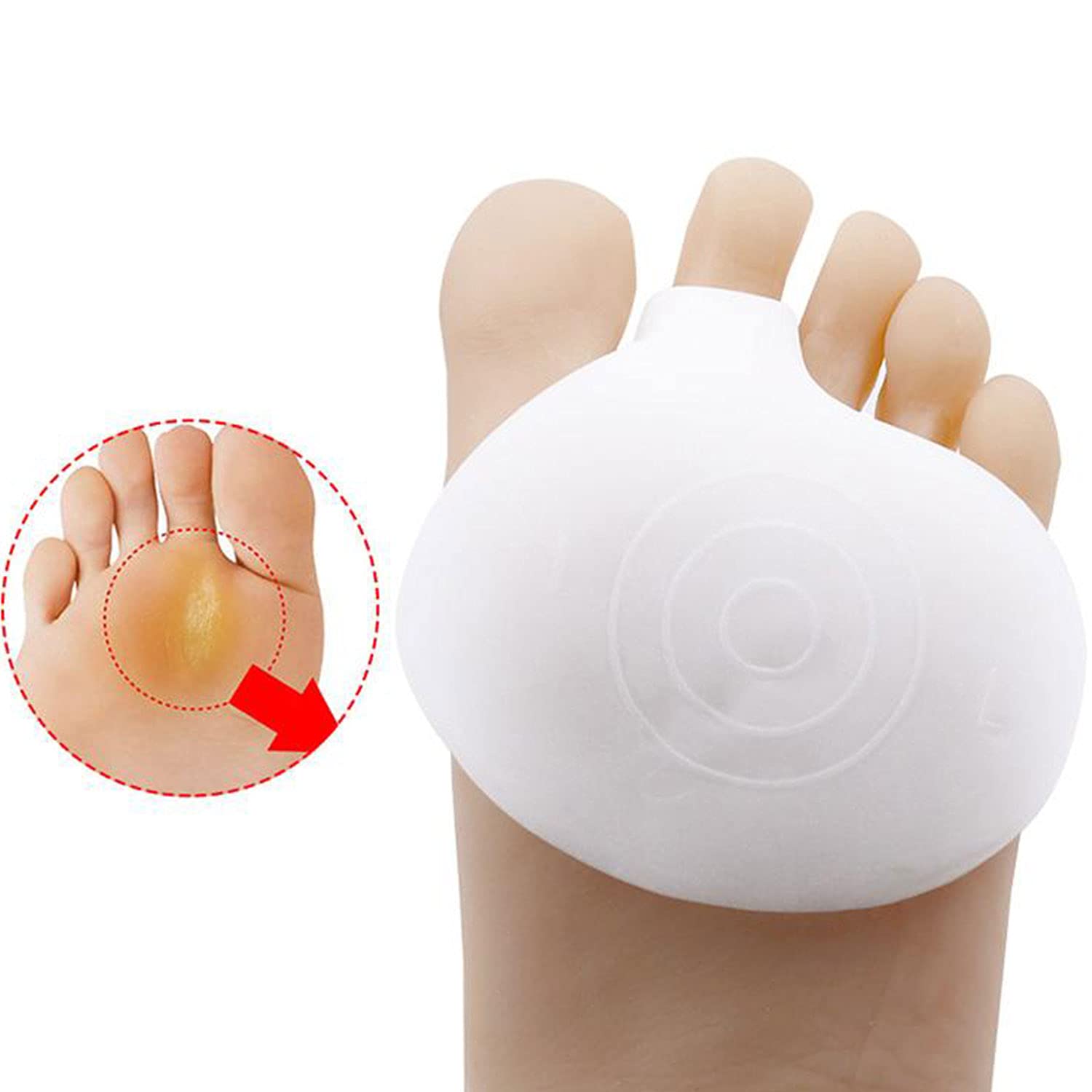 Pedimend Metatarsal Pads of Foot Cushions - Soft Gel Ball of Foot Pads Inserts Callus Metatarsal Foot Pain Relief Bunion Forefoot Cushioning Relief Foot Men and Women (2PAIR, White)