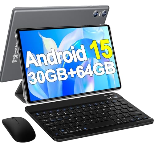 Android 15 Tablet 64GB 10.1 Inch FHD Display Gray