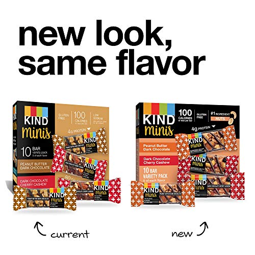 KIND Bar Mini's, Peanut Butter Dark Chocolate/Dark Chocolate Cherry Cashew, Gluten Free, 100