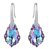 EleQueen 925 Sterling Silver CZ Baroque Drop Hook Earrings Adorned with Swarovski Crystals