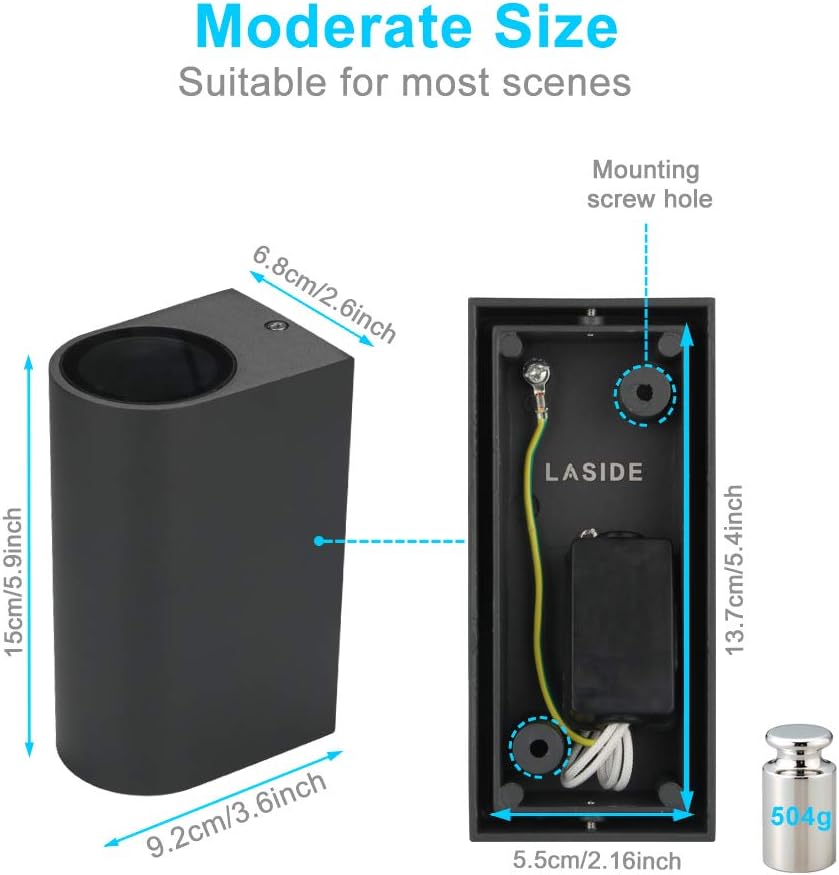 LASIDE Outdoor Wall Lights, Anthracite Grey GU10 Up Down Outside Wall Lights Electric - Image 3