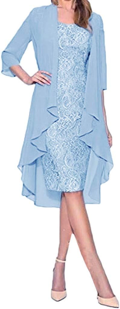 Aniywn Women's Plus-Size Two Pieces Lace Dress Mother of The Bride Dress Suit for Wedding,Party
