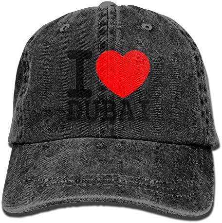 I Love Dubai Denim Baseball Caps Cool Summer Hat Adjustable Cotton Sport Strap Cap for Men Women Black