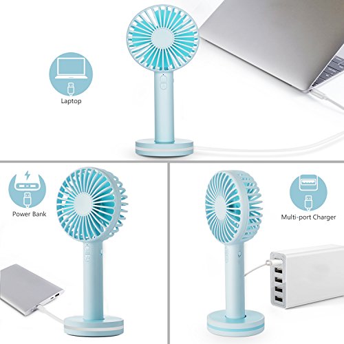 image for OBOSOE Portable Handheld Fan, Small Personal USB Rechargeable Desk Fan