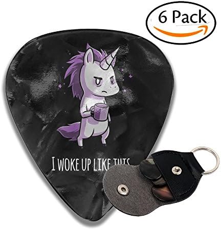 Celluloid Guitar Picks, I Woke Up Like This Plectrums 6 Pack For Guitar Bass 0.46mm, 0.71mm, 0.96mm Optional