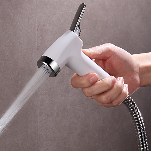 SonTiy Handheld Bidet Sprayer Shattaf Cloth Diaper Sprayer for Toilet Attachment with Adjustable Water Pressure Control Shut-off Brass T- Valve ABS White Chrome - Thumbnail 3
