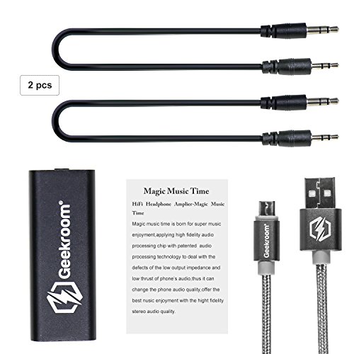 Geekroom Headphone Amplifier - Portable 3.5mm Audio Rechargable HiFi Earphone Headphone Amplifier Audio Amp Mini for Speaker, MP3,MP4,iPad, iPhone, Car,Digital Players and Computers-Black - Thumbnail 4