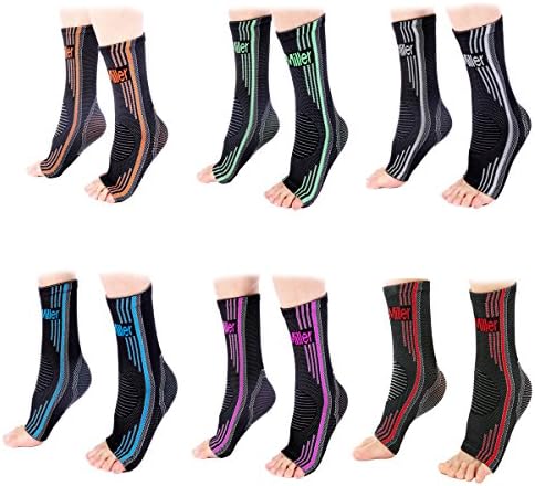 Doc Miller Ankle Brace Compression Sleeve – Toeless Neuropathy Socks, 20-30 mmHg Plantar Fasciitis Support, Achilles Tendonitis Relief, Elastic Support for Swollen Ankles, Men & Women, 1 Pair