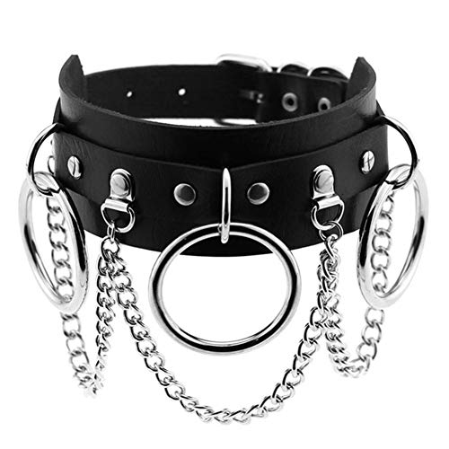 Collare-in-Pelle-Jewelry-Choker-Regolabile-Punk-Breve-Clavicola-Collana-Geometrica-Archetto-Collo-Con-Le-Decorazioni-a-Catena