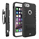 iPhone 7 Plus Case, Comsoon Heavy Duty Shockproof Armor Drop Protection Case Cover with Card Slot, Built-in Kickstand + Swivel Belt Clip Holster for Apple iPhone 7 Plus (black)
